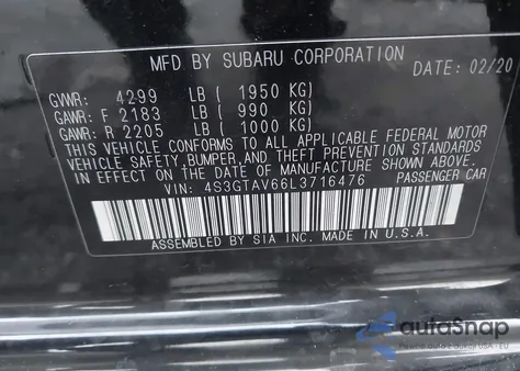 2020 Subaru Impreza Premium 5-Door из США, поврежденный, VIN 4S3GTAV66L3716476